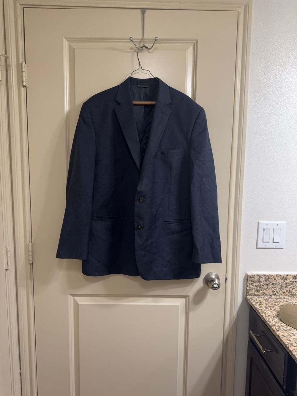Lauren Ralph Lauren Men's Navy Plaid Two-Button Suit Jacket M 31" Length